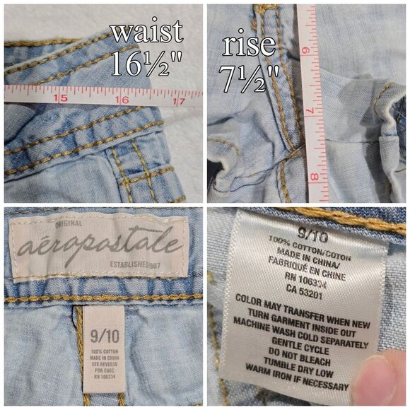Aeropostale ✦ Mid-Rise Jean Cutoffs ✦ Light Blue Cotton Shorts 9/10 EUC - Picture 6 of 7
